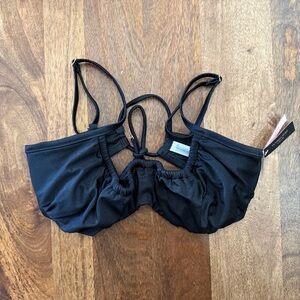 Victoria's Secret Black Ruched Ring Detail Bikini Top NWT
